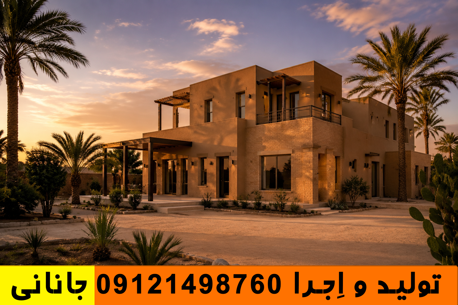 کاهگل دزفول | اجرای کاهگل نانو ضد آب در دزفول با ضمانت 10 ساله نمای ویلای مدرن با کاهگل دزفول در محوطه سبز